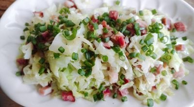 Repolho refogado com bacon e calabresa