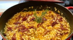 Risoto de abóbora com carne seca