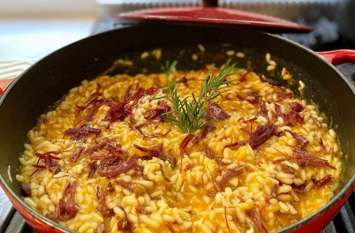 Risoto de abóbora com carne seca