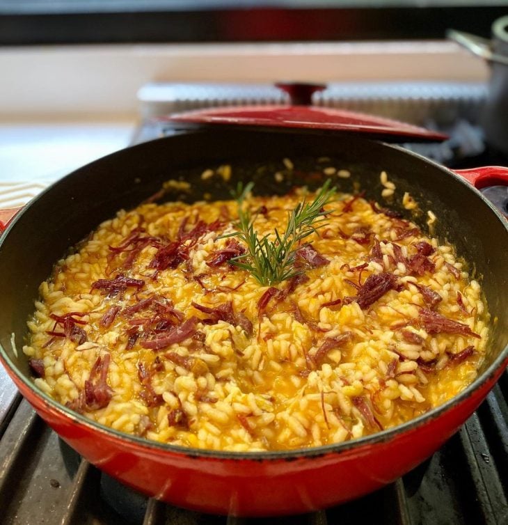 Risoto de abóbora com carne seca