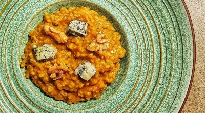 Risoto de abóbora com gorgonzola e nozes