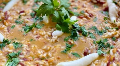 Risoto de abóbora e charque