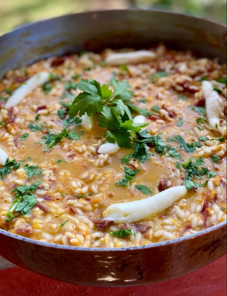 Risoto de abóbora e charque