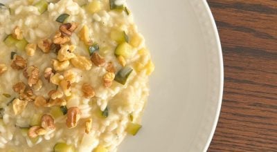 Risoto de abobrinha com queijo de cabra