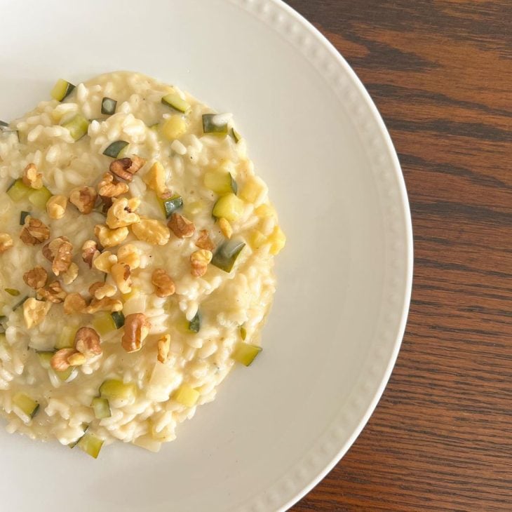 Risoto de abobrinha com queijo de cabra