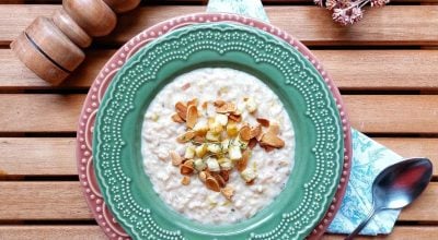 Risoto de alho assado e mascarpone