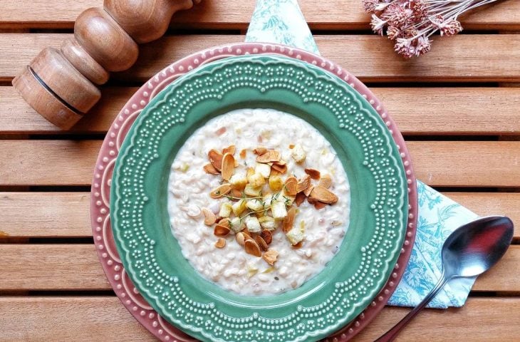 Risoto de alho assado e mascarpone