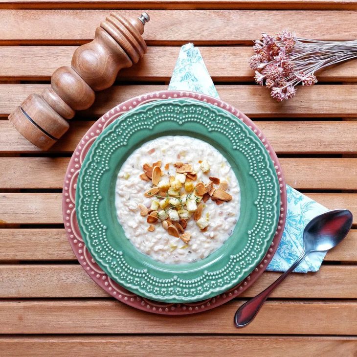 Risoto de alho assado e mascarpone