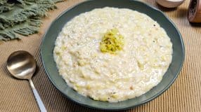 Risoto de alho-poró com gorgonzola