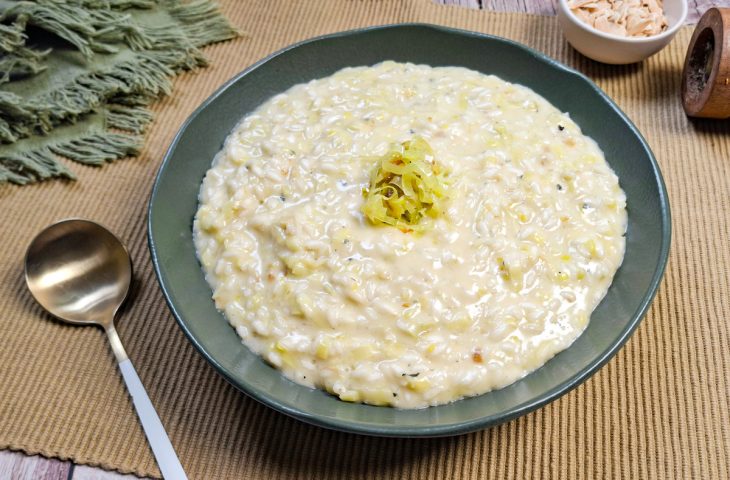Risoto de alho-poró com gorgonzola