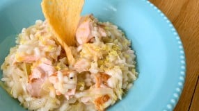 Risoto de alho-poró com salmão