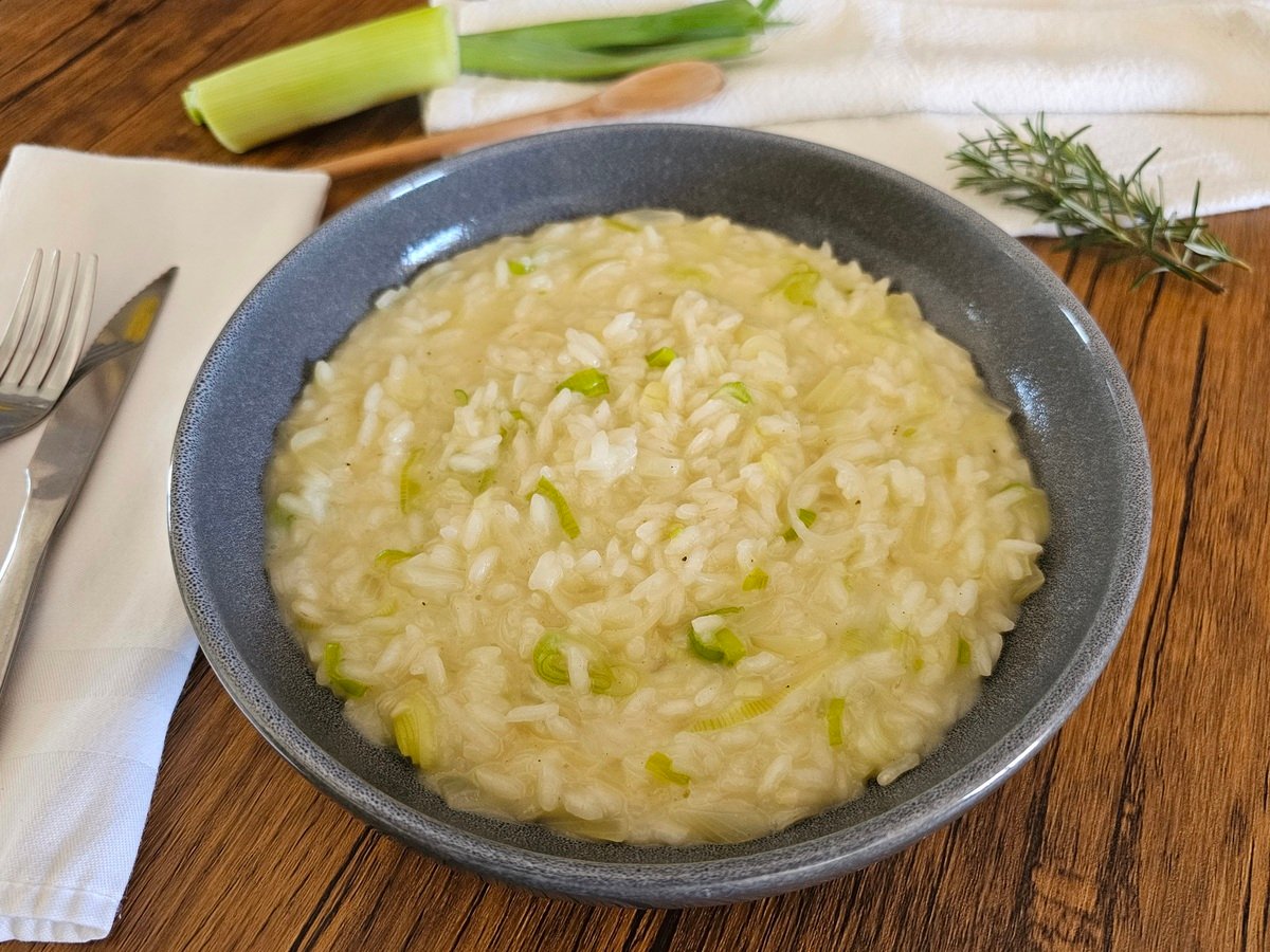 Risoto de alho-poró simples