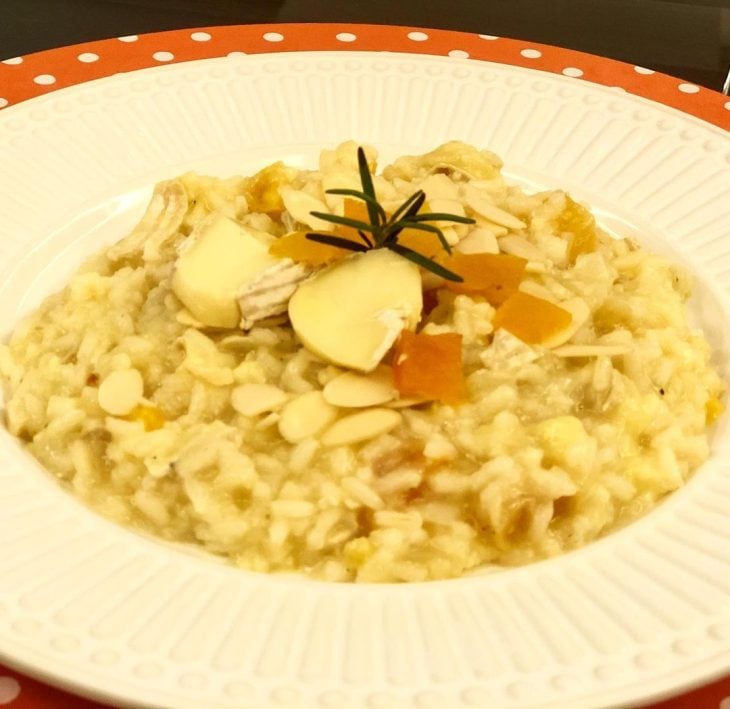 Risoto de brie com damasco