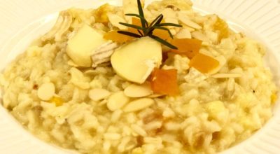 Risoto de brie com damasco