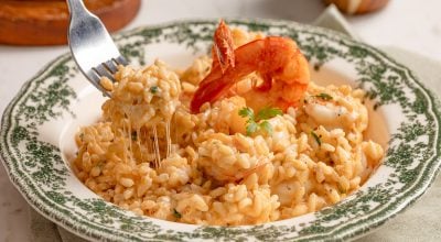 Risoto de camarão cremoso