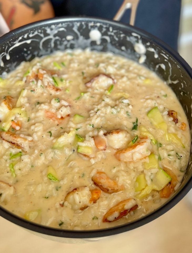 Risoto de camarão e abobrinha