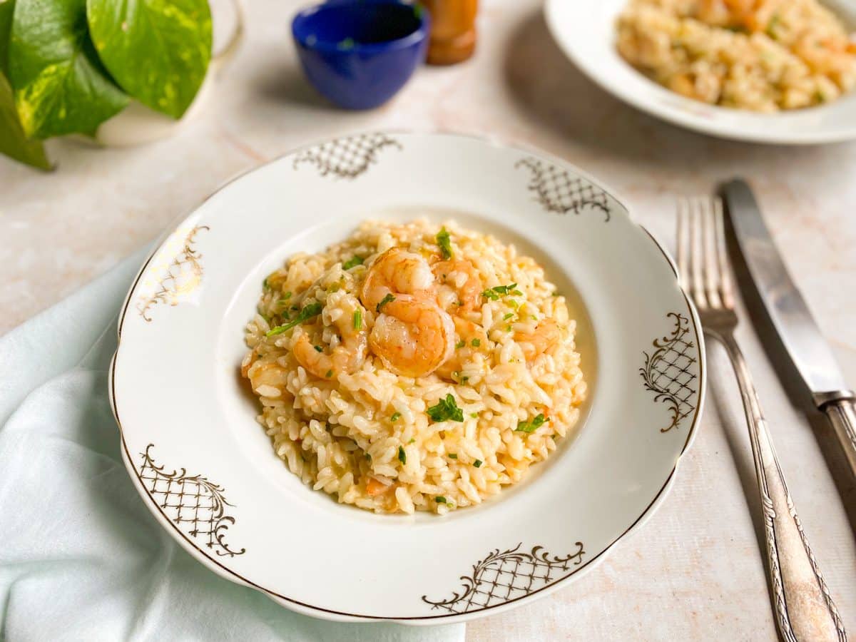 Risoto de camarão rápido