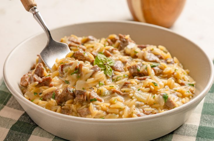 Risoto de carne com queijo