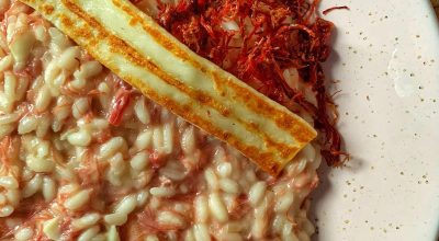 Risoto de carne-seca e queijo coalho