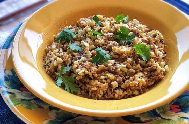 Risoto de couve-flor com carne de sol