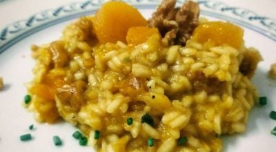 Risoto de damasco e nozes