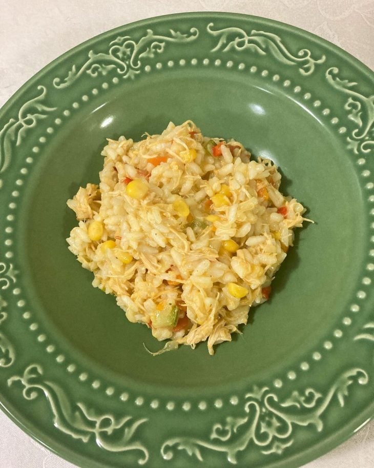 Risoto de frango com legumes na pressão