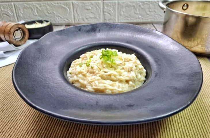 Risoto de frango desfiado