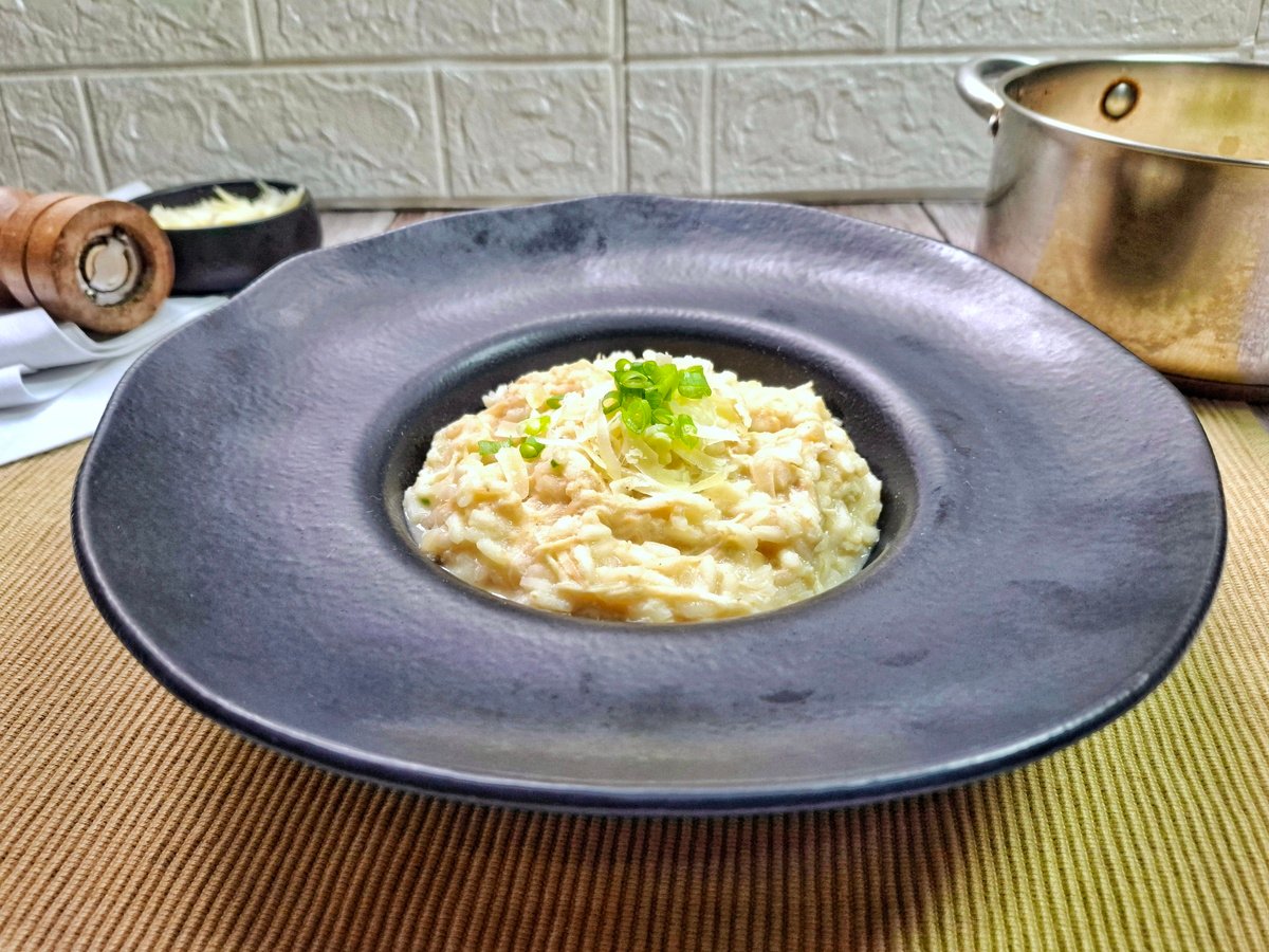Risoto de frango desfiado