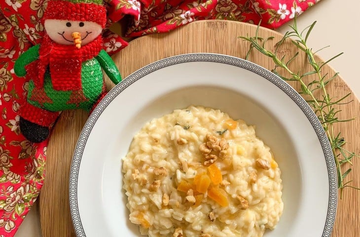 Risoto de gorgonzola e nozes