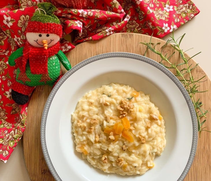 Risoto de gorgonzola e nozes