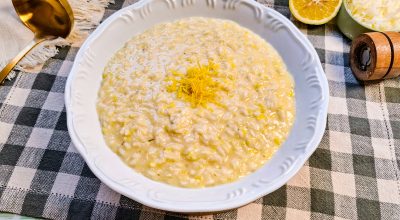 Risoto de limão-siciliano com alho-poró