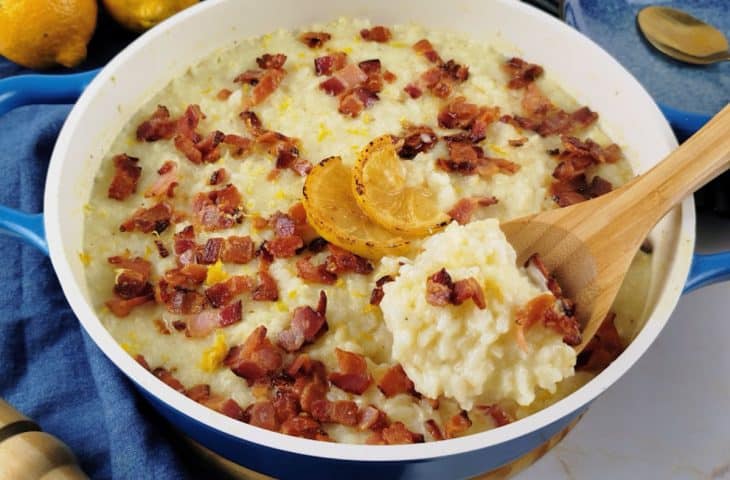 Risoto de limão-siciliano com bacon