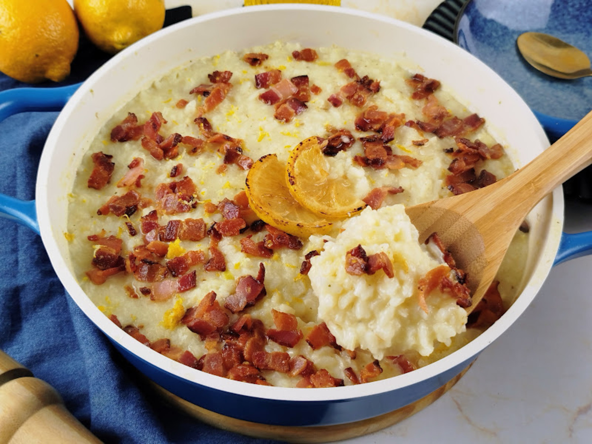 Risoto de limão-siciliano com bacon