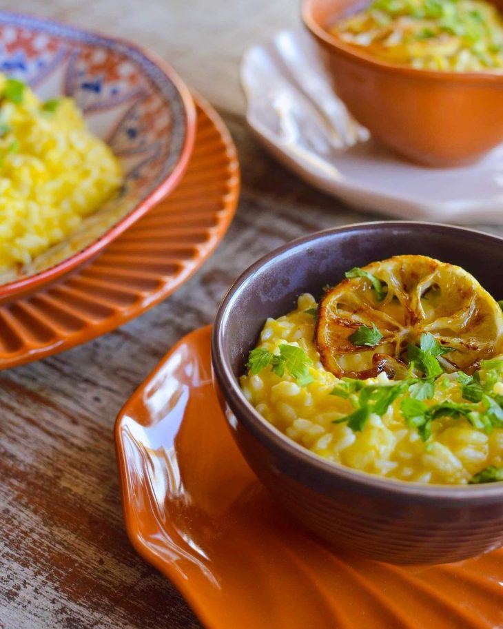 Risoto de limão-siciliano na panela de pressão