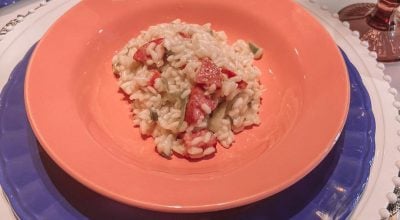 Risoto de linguiça blumenau e gorgonzola