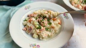Risoto de palmito e salmão