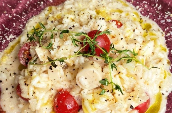 Risoto de palmito e tomate