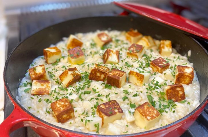Risoto de palmito com queijo coalho