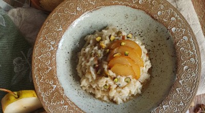 Risoto de pera e gorgonzola