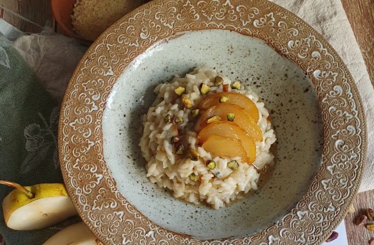 Risoto de pera e gorgonzola