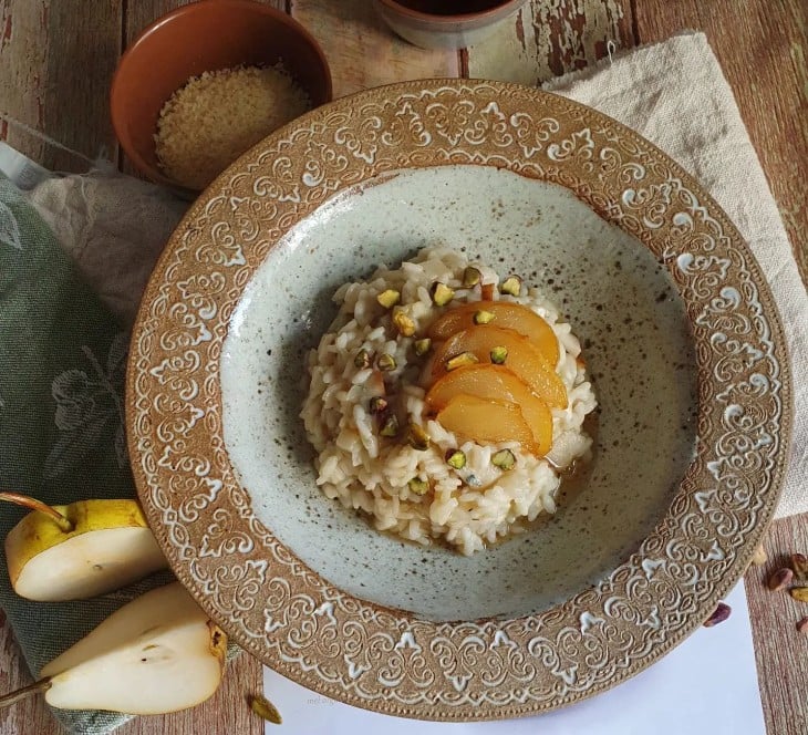 Risoto de pera e gorgonzola