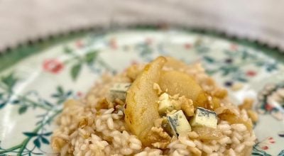 Risoto de peras com gorgonzola