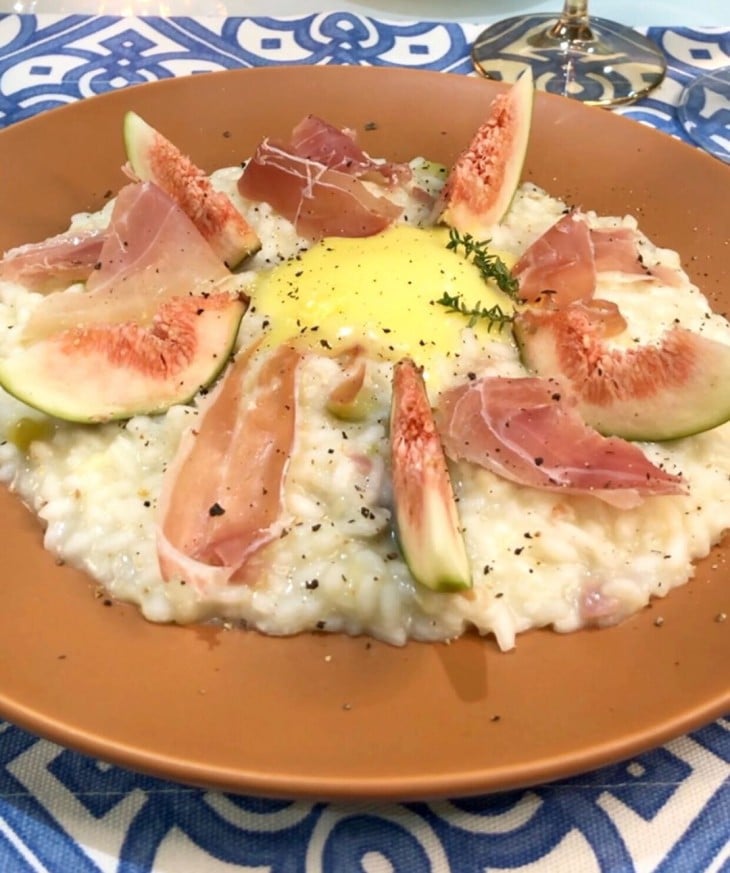 Risoto de presunto cru com figo