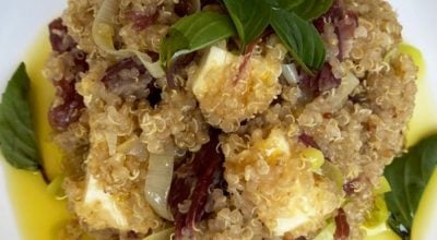 Risoto de quinoa com carne-seca