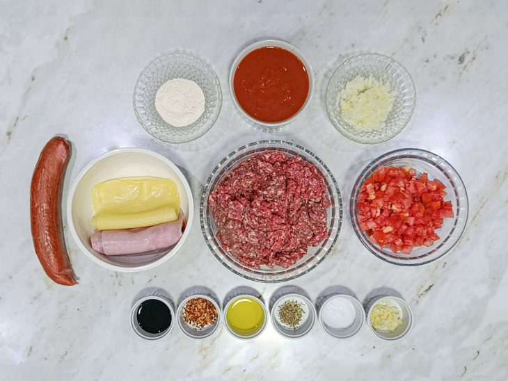 Ingredientes reunidos para o preparo da receita.