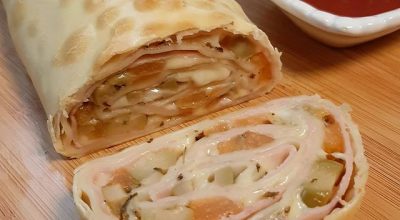 Rocambole de massa de pastel