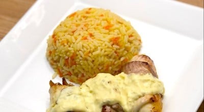 Rolinho de filé de tilápia com legumes