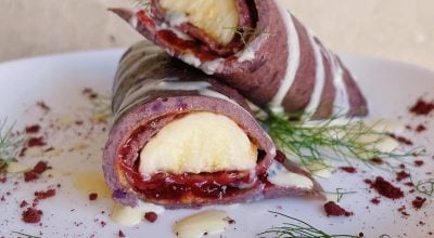 Roll de batata-doce roxa