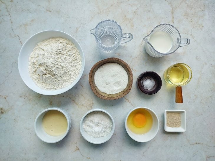 Ingredientes reunidos para o preparo da receita.