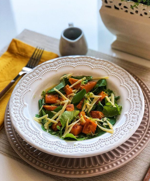 Salada de agrião e abóbora assada